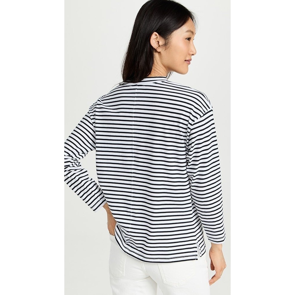 AYR boxy small striped crewneck pima cotton knitwear long sleeve comfort preppy